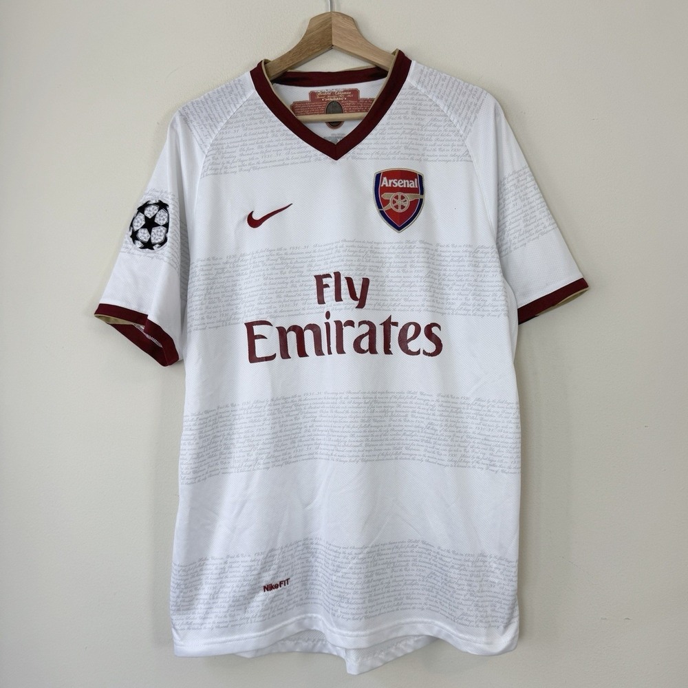 Vintage Arsenal 2007-08 Away Kit Nike Herbert Chapman White Jersey - XL